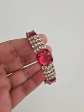 Ruby Victorian Dull Gold CZ American Diamond openable bracelet one size fit sizes 2.4 and 2.6, single Statement diamond bracelet