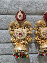 Ruby Kashmiri Long Jhumka, Gold-plated Long Dangler Earrings/Brass Jhumkas/Ethnic Gungroo earrings/Trendy earrings/Statement earrings