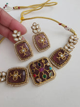 Magenta Kundan Inlay Work Heritage choker Set/ Sabyasachi Kundan Choker/Bollywood Indian jewelry/Pakistani necklace/punjabi/Indian wedding