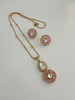 Pink Moissanite Uncut Polki Kundan chain Pendant Necklace/Gold Long necklace/Mala/Indian wedding, Pendant necklace, Bollywood Gift for her