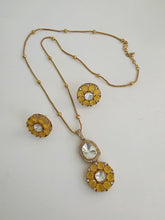 Yellow Moissanite Uncut Polki Kundan chain Pendant Necklace/Gold Long necklace/Mala/Indian wedding, Pendant necklace, Bollywood Gift for her
