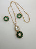 Green Moissanite Uncut Polki Kundan chain Pendant Necklace/Gold Long necklace/Mala/Indian wedding, Pendant necklace, Bollywood Gift for her