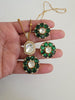 Green Moissanite Uncut Polki Kundan chain Pendant Necklace/Gold Long necklace/Mala/Indian wedding, Pendant necklace, Bollywood Gift for her