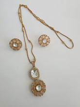 Peach Moissanite Uncut Polki Kundan chain Pendant Necklace/Gold Long necklace/Mala/Indian wedding, Pendant necklace, Bollywood Gift for her