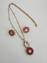 Ruby Moissanite Uncut Polki Kundan chain Pendant Necklace/Gold Long necklace/Mala/Indian wedding, Pendant necklace, Bollywood Gift for her