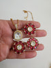 Ruby Moissanite Uncut Polki Kundan chain Pendant Necklace/Gold Long necklace/Mala/Indian wedding, Pendant necklace, Bollywood Gift for her
