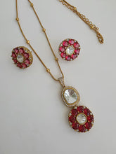Ruby Moissanite Uncut Polki Kundan chain Pendant Necklace/Gold Long necklace/Mala/Indian wedding, Pendant necklace, Bollywood Gift for her