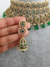 Green Antique Polki CZ Stones Choker Necklace, Polk Necklace, Indian jewelry, Pakistani necklace, punjabi necklace, bridal wedding