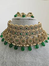 Green Antique Polki CZ Stones Choker Necklace, Polk Necklace, Indian jewelry, Pakistani necklace, punjabi necklace, bridal wedding