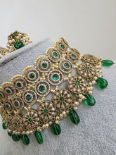 Green Antique Polki CZ Stones Choker Necklace, Polk Necklace, Indian jewelry, Pakistani necklace, punjabi necklace, bridal wedding