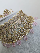 Pink Antique Polki CZ Stones Choker Necklace, Polk Necklace, Indian jewelry, Pakistani necklace, punjabi necklace, bridal wedding