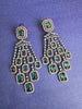 Rama Green Rose Black Plated American Diamond earrings/Pakistani,Bollywood Jewelry/CZ earrings/AD earrings/Statement earrings/Gift for her