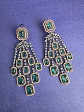 Rama Green Rose Black Plated American Diamond earrings/Pakistani,Bollywood Jewelry/CZ earrings/AD earrings/Statement earrings/Gift for her