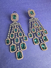 Rama Green Rose Black Plated American Diamond earrings/Pakistani,Bollywood Jewelry/CZ earrings/AD earrings/Statement earrings/Gift for her