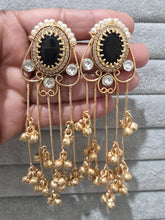 Blue Kashmiri Long earrings, Gold-plated Long Ghungroo Dangler Earrings/Brass Jhumka/Ethnic Gungroo earring/Trendy earring Statement earring