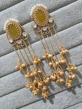 Yellow kashmiri Long earrings, Gold-plated Long Ghungroo Dangler Earrings/Brass/Ethnic Gungroo earring/Trendy earring Statement earring
