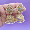 Aqua Blue Gold Plated Polki Jhumka/stone Jhumka/Indian Jewelry/Pakistani/Punjabi/Indian/Statement earring/Bridal earring/Indian wedding