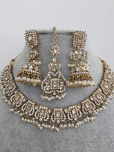 White Pearl stone Necklace Set/Kundan Choker/ Bollywood Jewelry/ Indian jewelry/Pakistani necklace/ punjabi necklace/bridal necklace