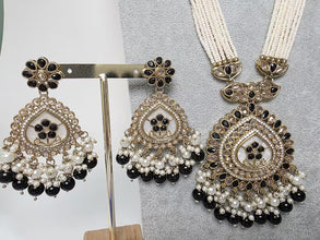 Black Long Antique Polki Necklace/Indian Long Necklace/Pakistani Necklace\ Mala/Indian Jewelry/Punjabi Jewelry/Indian Wedding/Rani Haar