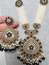 Black Long Antique Polki Necklace/Indian Long Necklace/Pakistani Necklace\ Mala/Indian Jewelry/Punjabi Jewelry/Indian Wedding/Rani Haar