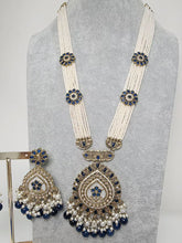 Blue Long Antique Polki Necklace/Indian Long Necklace/Pakistani Necklace\ Mala/Indian Jewelry/Punjabi Jewelry/Indian Wedding/Rani Haar