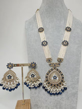 Blue Long Antique Polki Necklace/Indian Long Necklace/Pakistani Necklace\ Mala/Indian Jewelry/Punjabi Jewelry/Indian Wedding/Rani Haar