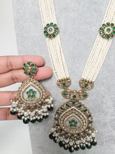 Green Long Antique Polki Necklace/Indian Long Necklace/Pakistani Necklace\ Mala/Indian Jewelry/Punjabi Jewelry/Indian Wedding/Rani Haar