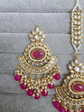 Hot Pink Kundan Tikka Earrings Set /Indian Bridal Maang Tikka set/ Kundan earrings/ Jaggo, Mayya Jewelry/ Indian jewelry/ Bridesmaid Gift