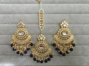 Dark Blue Kundan Tikka Earrings Set /Indian Bridal Maang Tikka set/ Kundan earrings/ Jaggo, Mayya Jewelry/ Indian jewelry/ Bridesmaid Gift