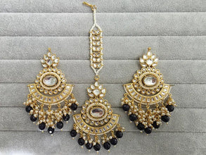 Dark Blue Kundan Tikka Earrings Set /Indian Bridal Maang Tikka set/ Kundan earrings/ Jaggo, Mayya Jewelry/ Indian jewelry/ Bridesmaid Gift