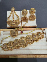 One Gram Antique Gold Choker Necklace/Punjabi necklace with Jhumka, Tikka, and Passa /Wedding necklace/Gold Necklace/Indian necklace