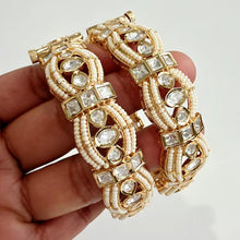 Moissanite Tyaani premium kundan gold plated openable bangle Pair/Statement bangles/Designer,Celebrity/Bridal /Indian Wedding/Pakistani