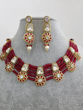Ruby Red Meenakari uncut kundan Cz Pearl Choker necklace,Kundan Gold necklace/Traditional/Ethnic Necklace/Indian Pakistani wedding Jewelry
