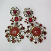 Sabyasachi-inspired Natural stones and CZ earrings, Victorian earrings, designer earrings, Sabhya Earrings, statement long earrings