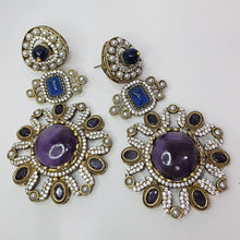 Sabyasachi-inspired Natural stones and CZ earrings, Victorian earrings, designer earrings, Sabhya Earrings, statement long earrings