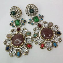 Sabyasachi-inspired Natural stones and CZ earrings, Victorian earrings, designer earrings, Sabhya Earrings, statement long earrings