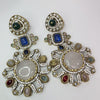 Sabyasachi-inspired Natural stones and CZ earrings, Victorian earrings, designer earrings, Sabhya Earrings, statement long earrings
