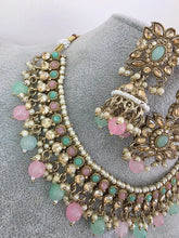 Mint Green Shadow Stone Kundan Necklace Set/ Bollywood Jewelry/ Indian jewelry/ Pakistani necklace/Punjabi/bridal necklace/Indian wedding