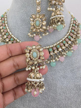 Mint Green Shadow Stone Kundan Necklace Set/ Bollywood Jewelry/ Indian jewelry/ Pakistani necklace/Punjabi/bridal necklace/Indian wedding