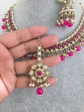 HotPink Shadow Stone Kundan Necklace Set/ Bollywood Jewelry/ Indian jewelry/ Pakistani necklace/Punjabi/bridal necklace/Indian wedding