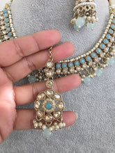 Aqua Blue Shadow Stone Kundan Necklace Set/ Bollywood Jewelry/ Indian jewelry/ Pakistani necklace/Punjabi/bridal necklace/Indian wedding