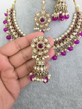 Purple Shadow Stone Kundan Necklace Set/ Bollywood Jewelry/ Indian jewelry/ Pakistani necklace/Punjabi/bridal necklace/Indian wedding