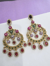 Sabyasachi-inspired CZ Syones earrings, Victorian earrings, designer earrings, Sabhya Earrings, statement long earrings, Wedding Jewelry