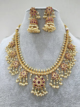 Ruby Antique Gold Lotus Necklace/Gold Necklace/Indian Choker/South Indian Necklace/One Gram Gold /Temple Jewelry/South Indian jewelry