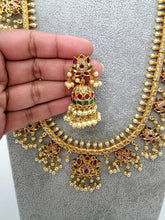 RubyGreen Antique Gold Lotus Long Necklace/Gold Necklace/South Indian Necklace/One Gram Gold /Temple Jewelry/South Indian jewelry