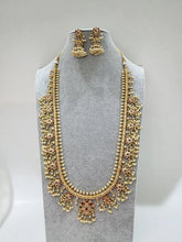 RubyGreen Antique Gold Lotus Long Necklace/Gold Necklace/South Indian Necklace/One Gram Gold /Temple Jewelry/South Indian jewelry