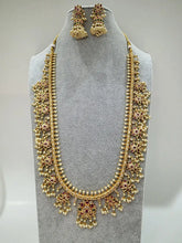 RubyGreen Antique Gold Lotus Long Necklace/Gold Necklace/South Indian Necklace/One Gram Gold /Temple Jewelry/South Indian jewelry