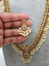 Ruby Antique Gold Long Necklace/Gold Necklace/South Indian Necklace/One Gram Gold /Temple Jewelry/South Indian jewelry