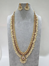 Ruby Antique Gold Long Necklace/Gold Necklace/South Indian Necklace/One Gram Gold /Temple Jewelry/South Indian jewelry