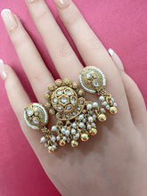 Antique Gold Double Finger Kundan heritage Ring/Adjustable Ring/Indian Ring/ Pakistani Jewelry/ Indian Jewelry/Indian Wedding